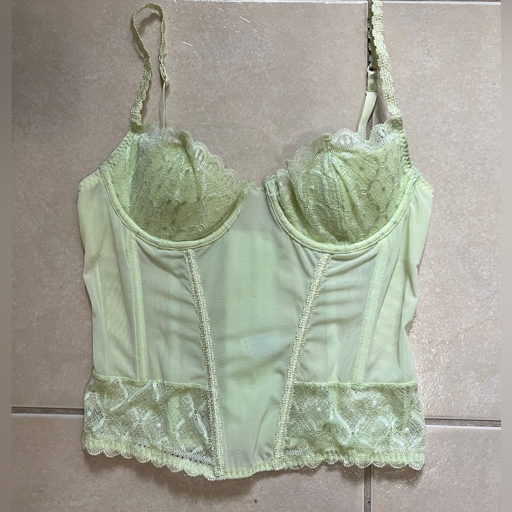 Avon Fashions Womens Corsets & Bustiers Size L(G) Lace Trim Green Mint - Picture 1 of 13